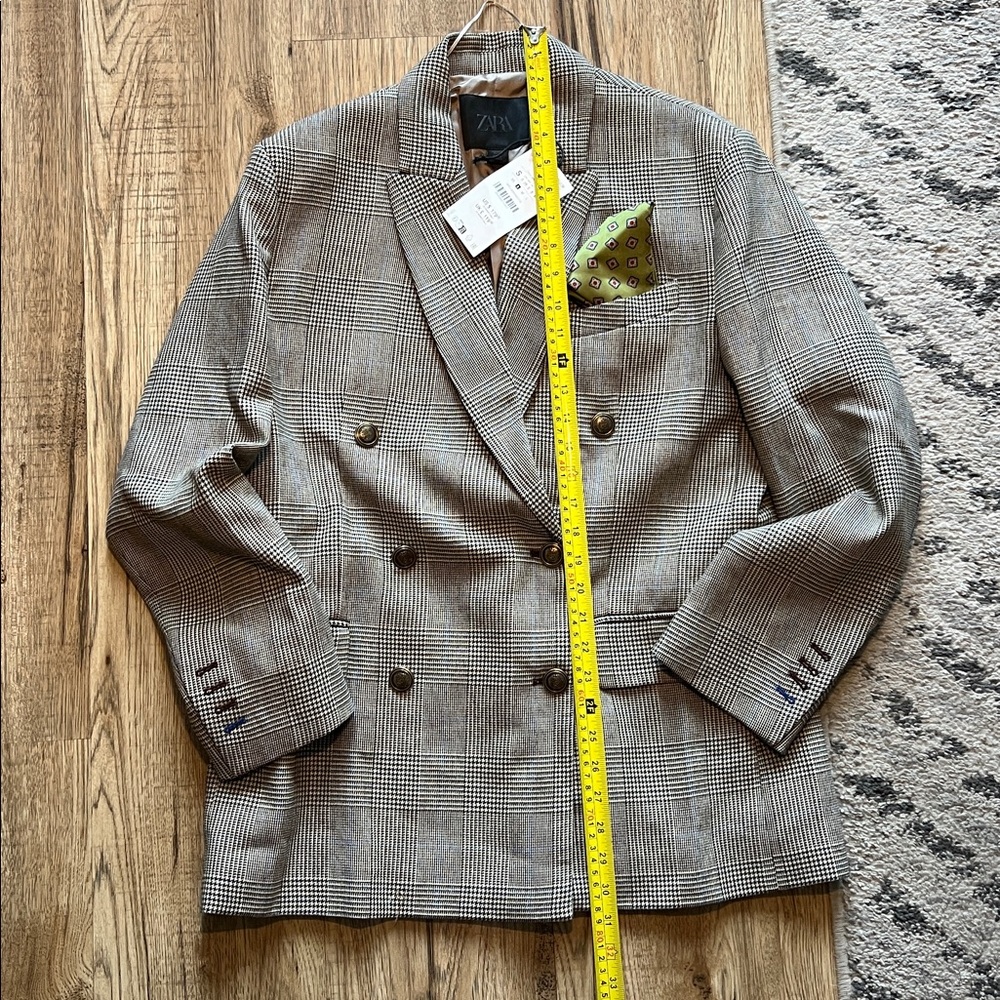 NEW! Zara Plaid Wool Oversized Blazer Size S - Picture 9 of 12
